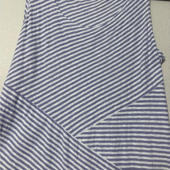 Cut Loose Lavender and White Striped Midi Dress. Cotton/Linen Blend. Made in USA - Picture 3 of 10
